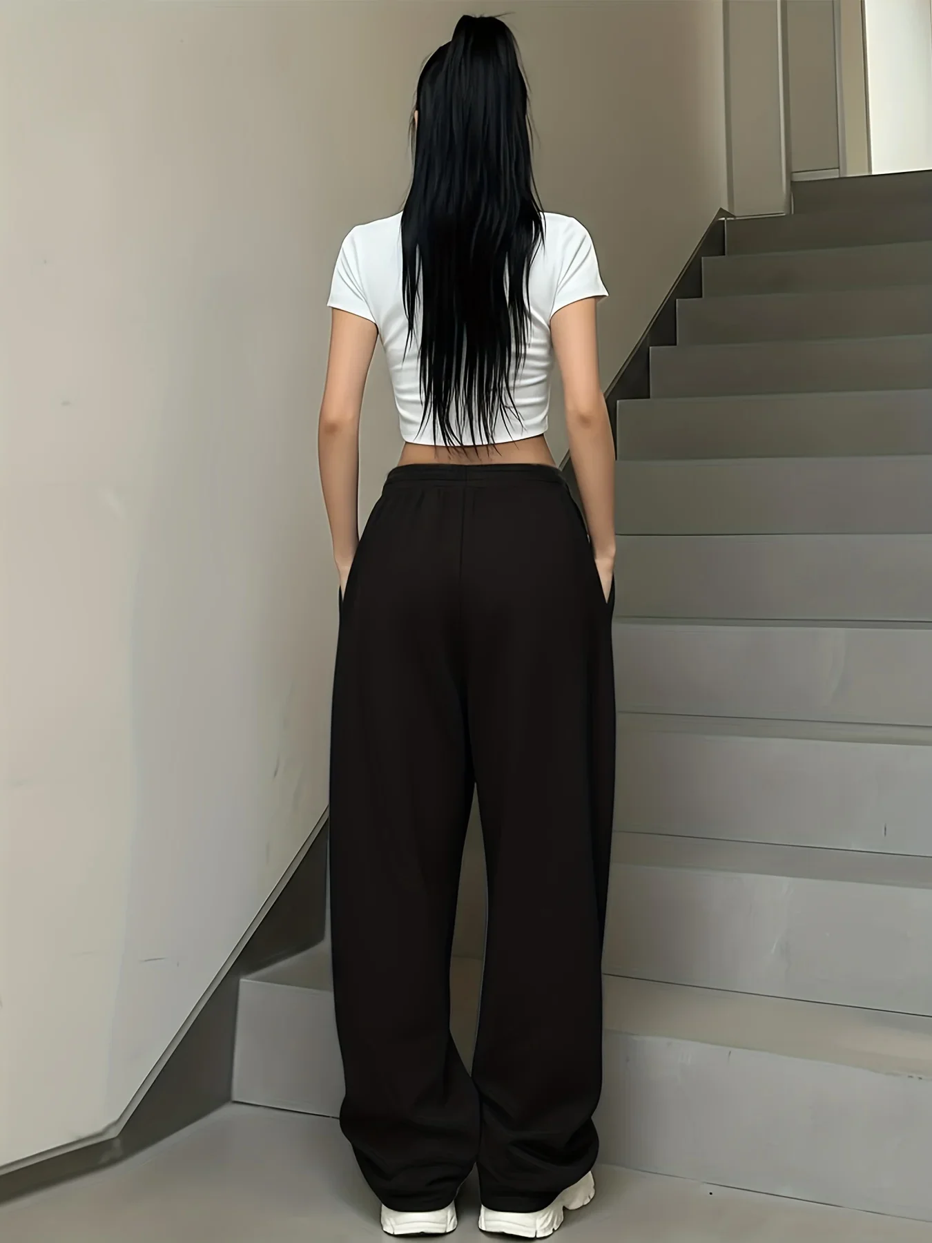 Hot-selling new style: Cute cat print casual jogging pants,fashionable women's straight-leg pants,winter/autumn warm black pants