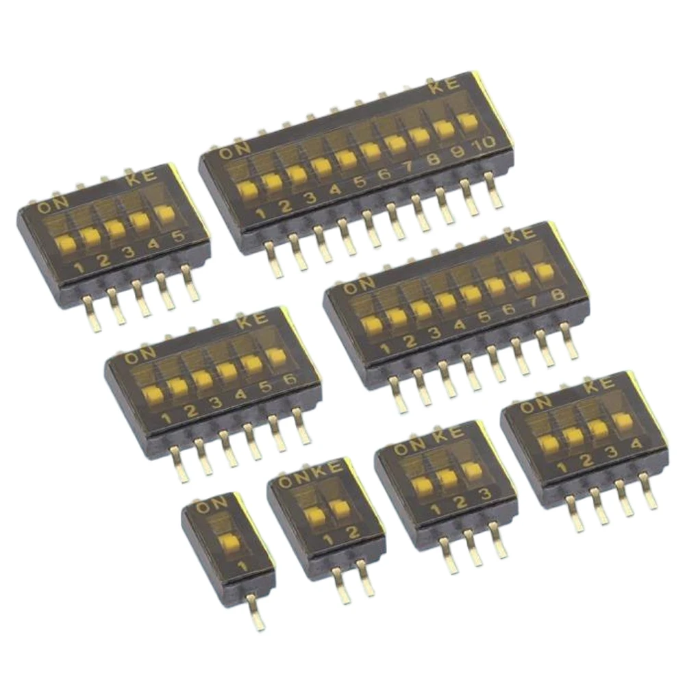 

5PCS Dip Type Switch 1Pin/2Pin/3Pin/4Pin/5Pin/6Pin/8Pin/10Pin 1.27mm/2.54mm/4mm Position Way DIP Toggle Switch