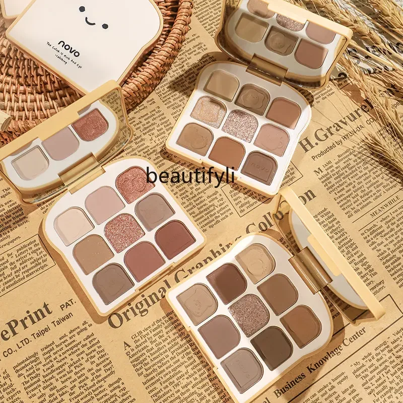 zqNovo Toast Nine Colors Eye Shadow Plate Matte Earth Tone Daily Light Makeup