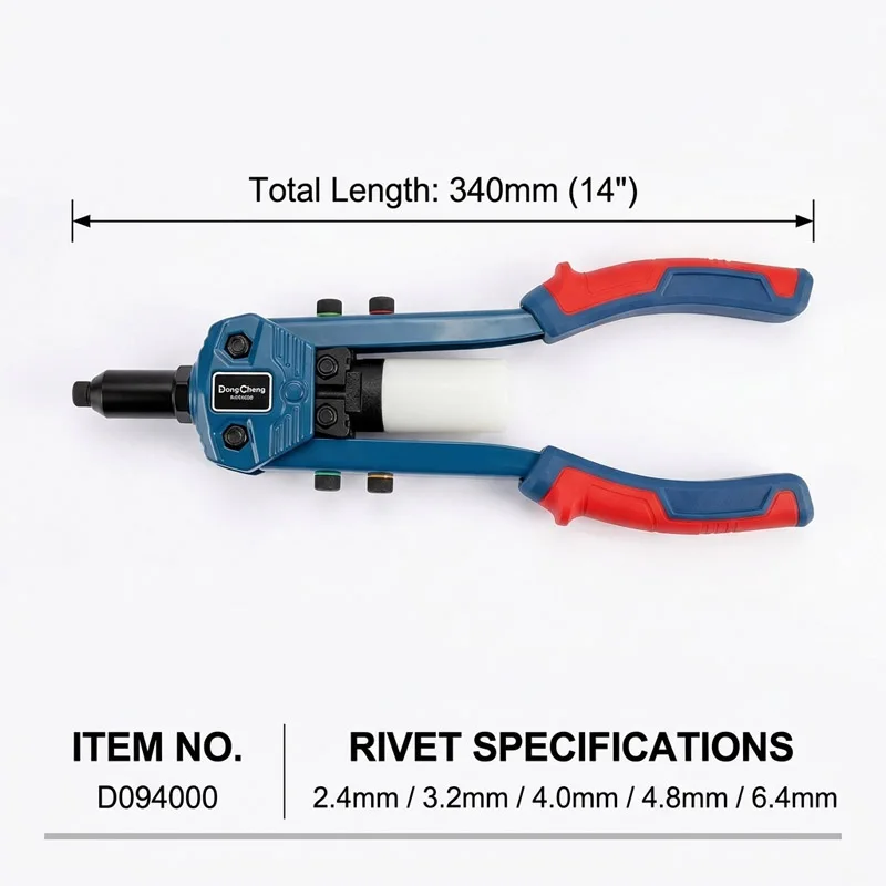 Self-Return Dual Handle Rivet Gun, CR-Mo Steel 3-Jaw Claw, Heavy Duty Blind Riveter for Metal Fabrication & Structural Work