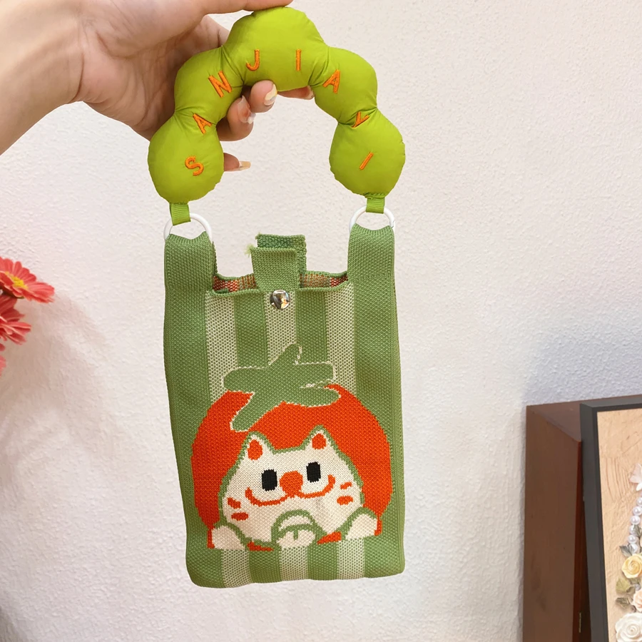 Portable Knitted  Handbag Cute Cartoon Multi-Function Mobile Phone Bag Commuting Storage Crossbody Small Bag for Men And ... view 5