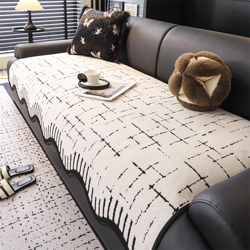 

1PC Chenille Sofa Cover Nordic Irregular Shape Sofa Slipcovers Non-Slip Pets Kids Dustproof Couch Pad Cover for Living Room