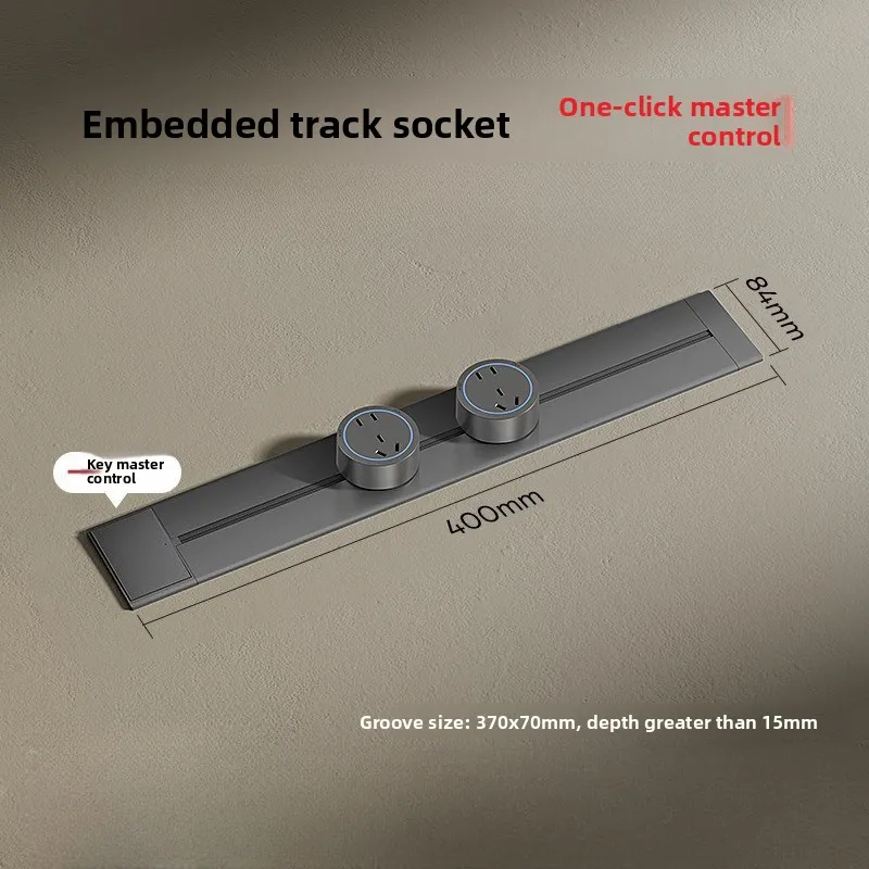 Movable Track Socket Embedded Switch Concealed Install Hidden Power Strip Kitchen Dining Cabinet Safe Home Wall Power Supply Kit