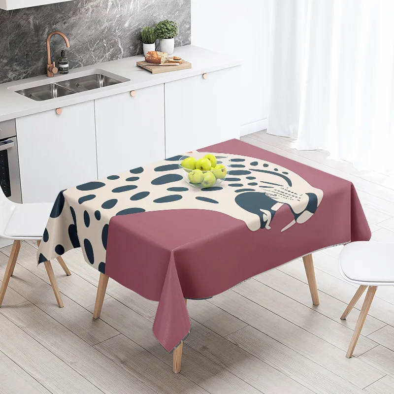 Ins Style Morandi Abstract Geometric Pattern Tablecloth Waterproof and Fade-proof Cafe Nordic Style Decorative Tablecloth