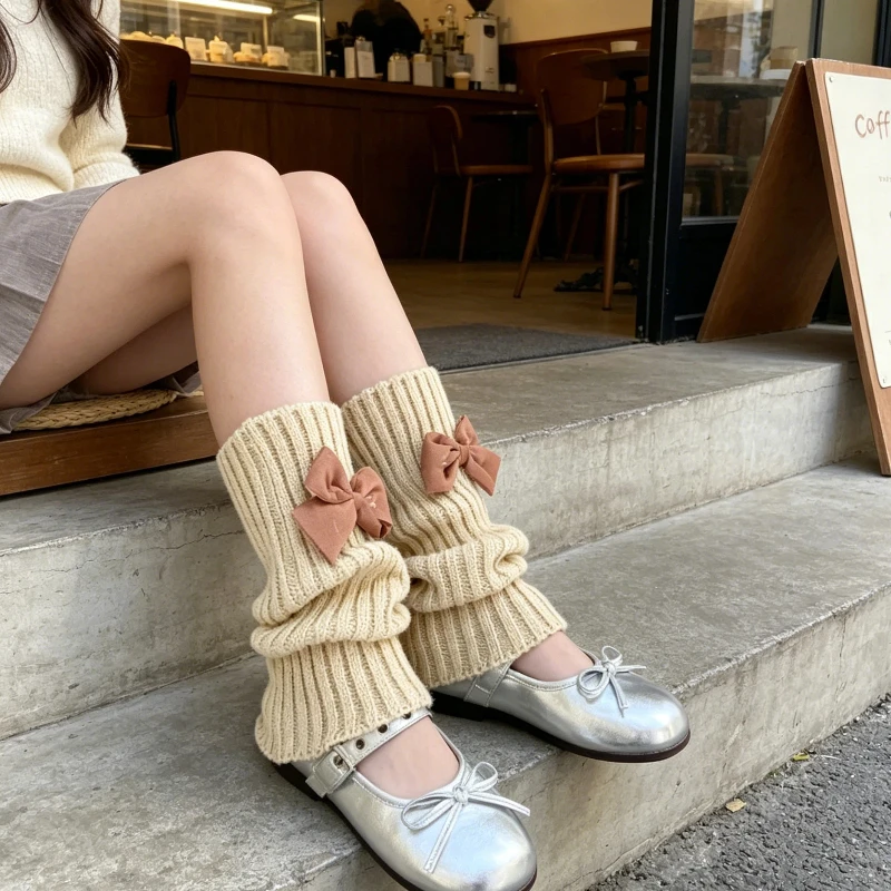 Cute Solid Color Knit Boot Cuffs for Little Girls Fashion Statement Bow Slouch Style Soft Warm Cozy Kids Leg Warmers Sock Cuffs