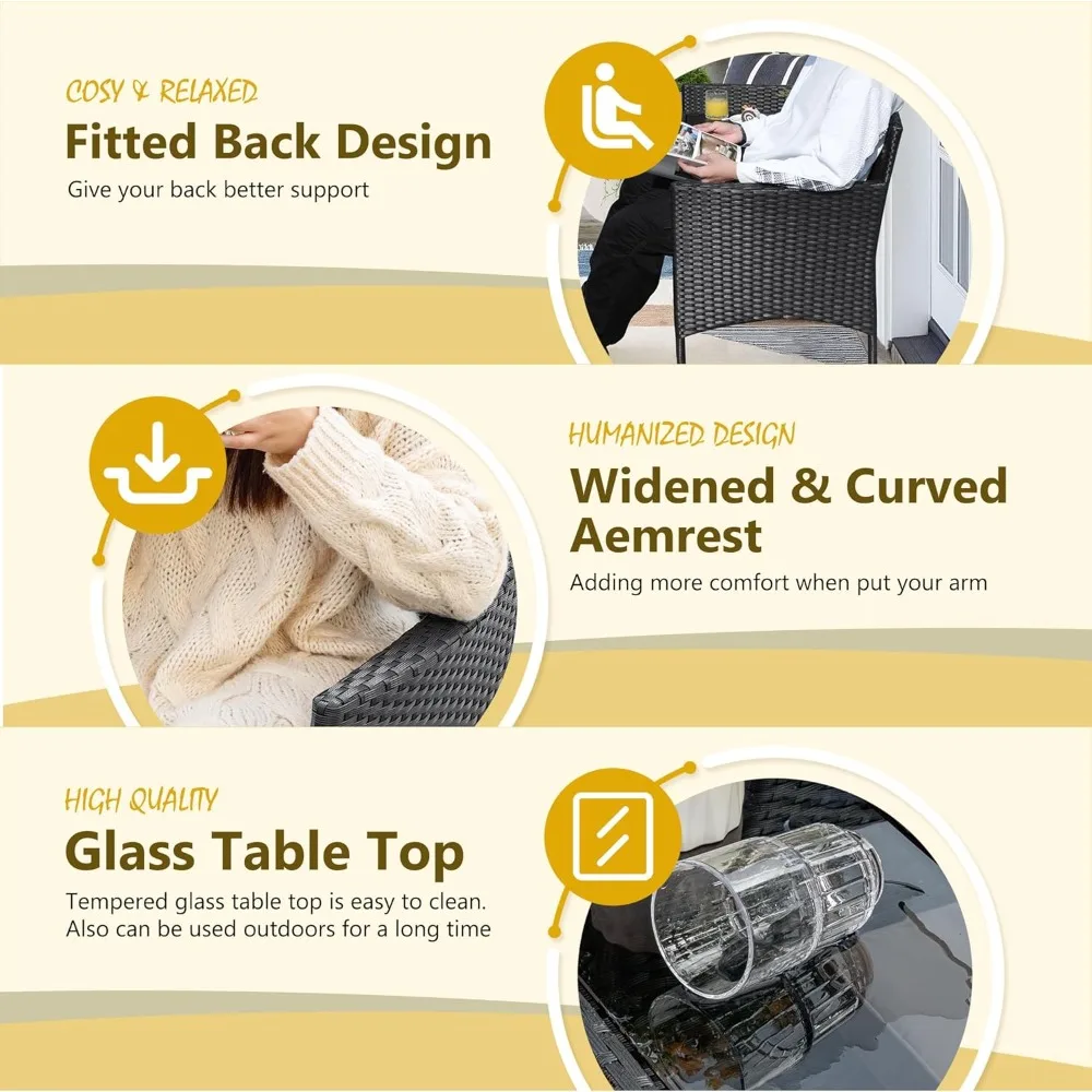 مقعد محبب للفناء الخارجي، طقم غرفة معيشة حديثة بفناء مزدوج من الروطان مع وسائد وطاولة قهوة مدمجة #4