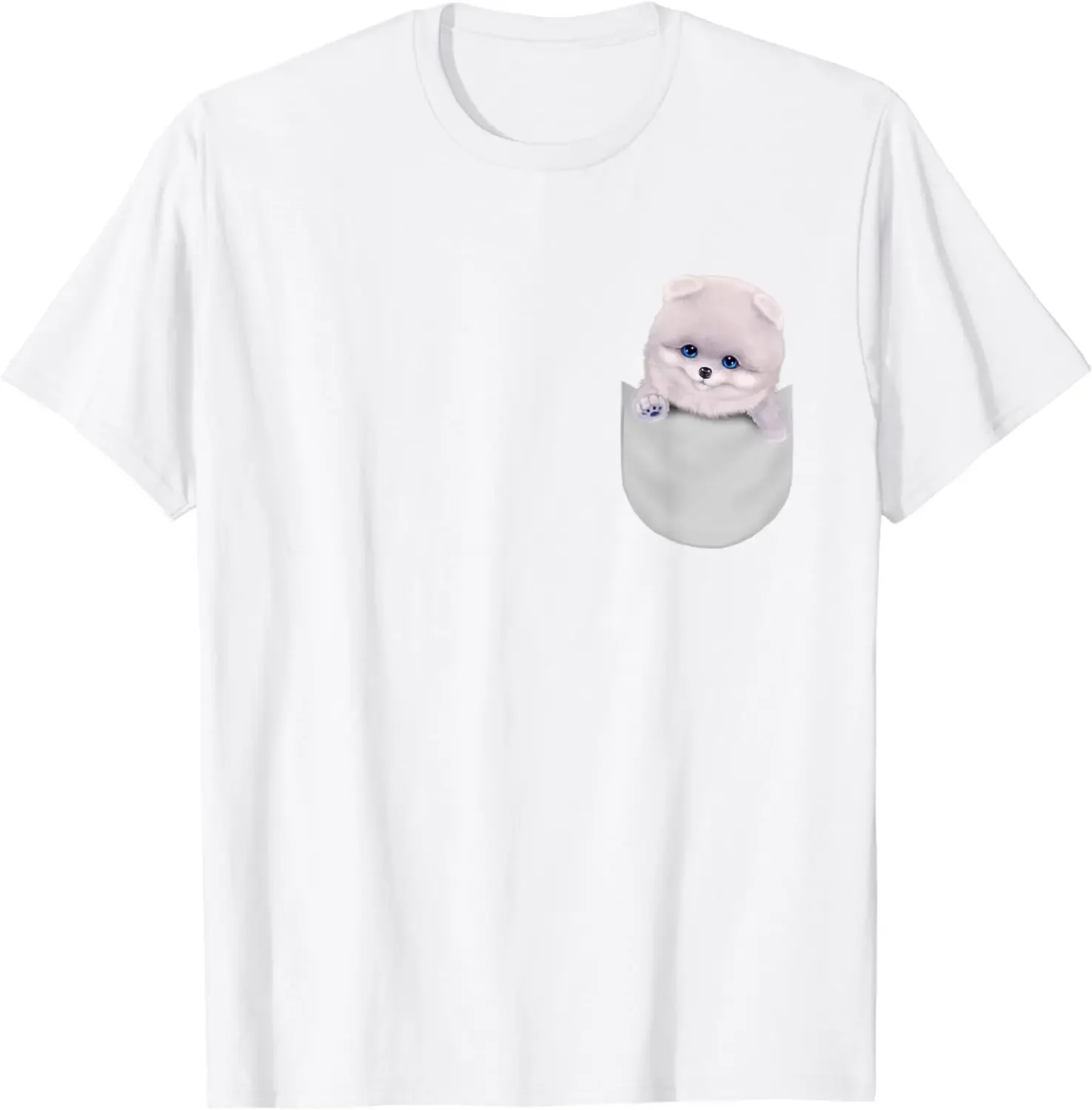 Pomeranian Dog in Pocket Dog Lovers Gift Cute Puppy T-Shirt 100% Cotton O-Neck Summer Short Sleeve Casual Mens Tshirt Size S-3XL