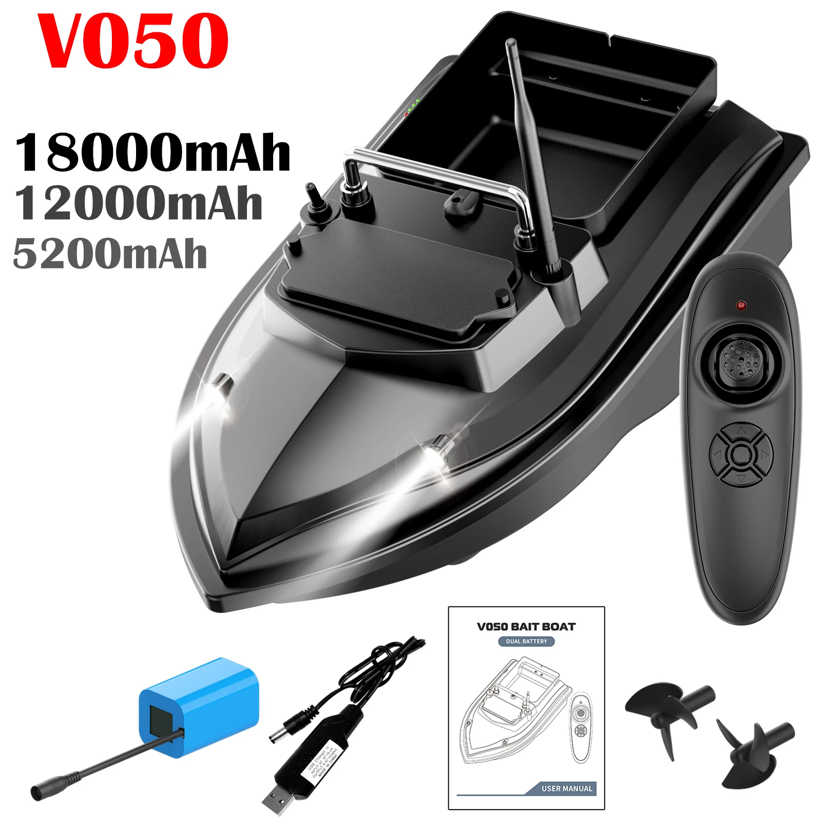 

Fishing Bait Boat 500m Remote Control Bait Boat Dual Motor Fish Finder 2KG Loading Support Automatic Cruise/Route Correction