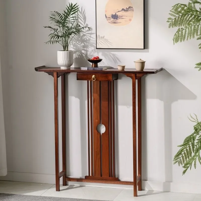 New Chinese Style Solid Wood Entrance Table Ultra Narrow Strip Case Simple Console for Door Entry End View Table Zen Platform