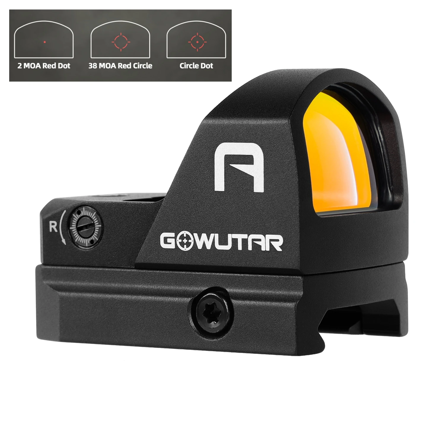 

GOWUTAR A20C Multi-Reticle RMR Pistol Red Dot Sight Shake Awake 38MOA Mini Hunting Reflex Scope Compact Optics WITH PICATINNY