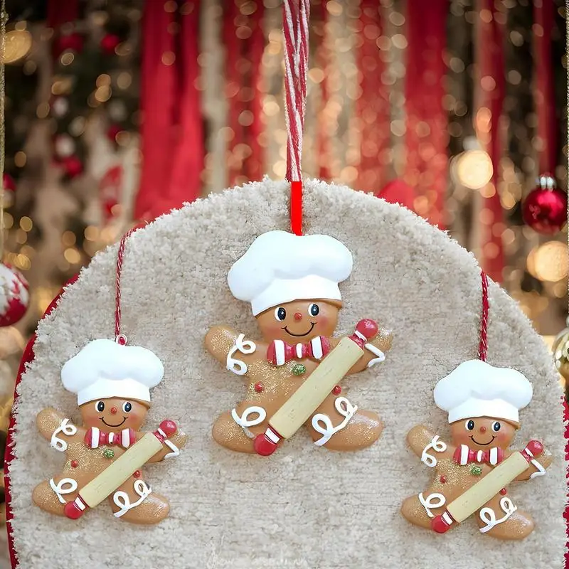 Decorazioni di pan di zenzero per l'albero di Natale |   Ornamenti in resina di omino di pan di zenzero |   Decorazione di pan di zenzero con mattarello per albero di Natale