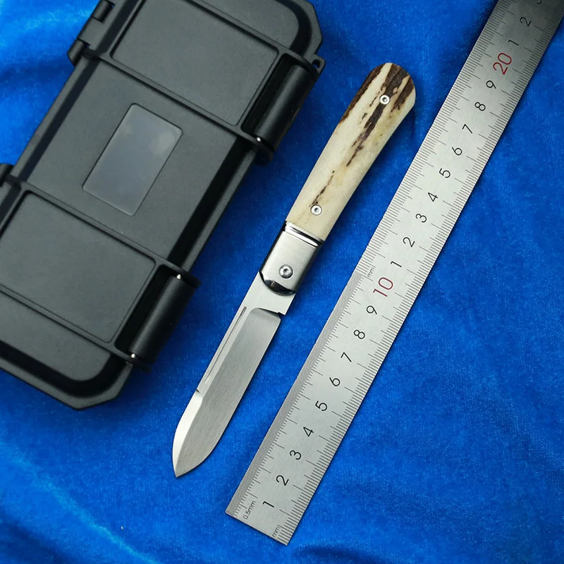 LEMIFSHE deer antler stalk steel handle m390 blade folding knife pocket survival EDC tool camping hunting outdoor knife