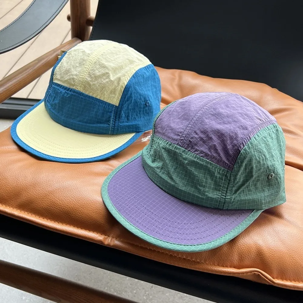 Casual Japanese Style Splicing Baseball Cap 5-Panel Adjustable Sunshade Cap Quick-drying Thin Snapback Hats Unisex