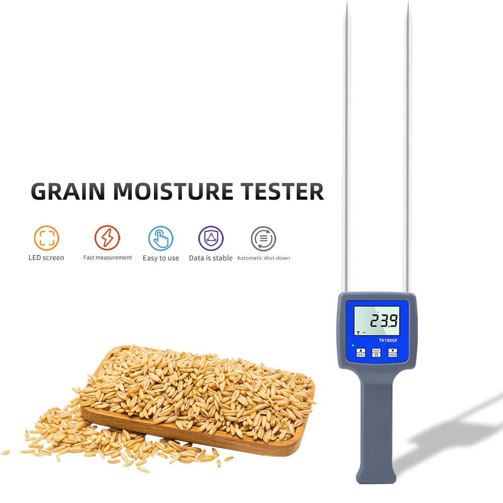 

TK100GF Flour Starch Moisture Tester LCD Digital Display Grain Moisture Meter Humidity Tester for Corn Wheat Rice Bean Flour