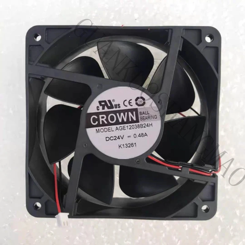 HJY 1 piece CROWN Fan AGE12038B24H DC24V 0.48A 120*120*38mm 2-wire cooling fan