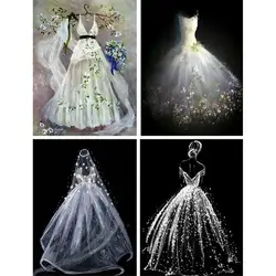 Wedding Gown Diy Full Square Diamond Painting Kit Cross Stitch Kit 5d Mosaic Evening Dress Embroidery Diamond Art Painting