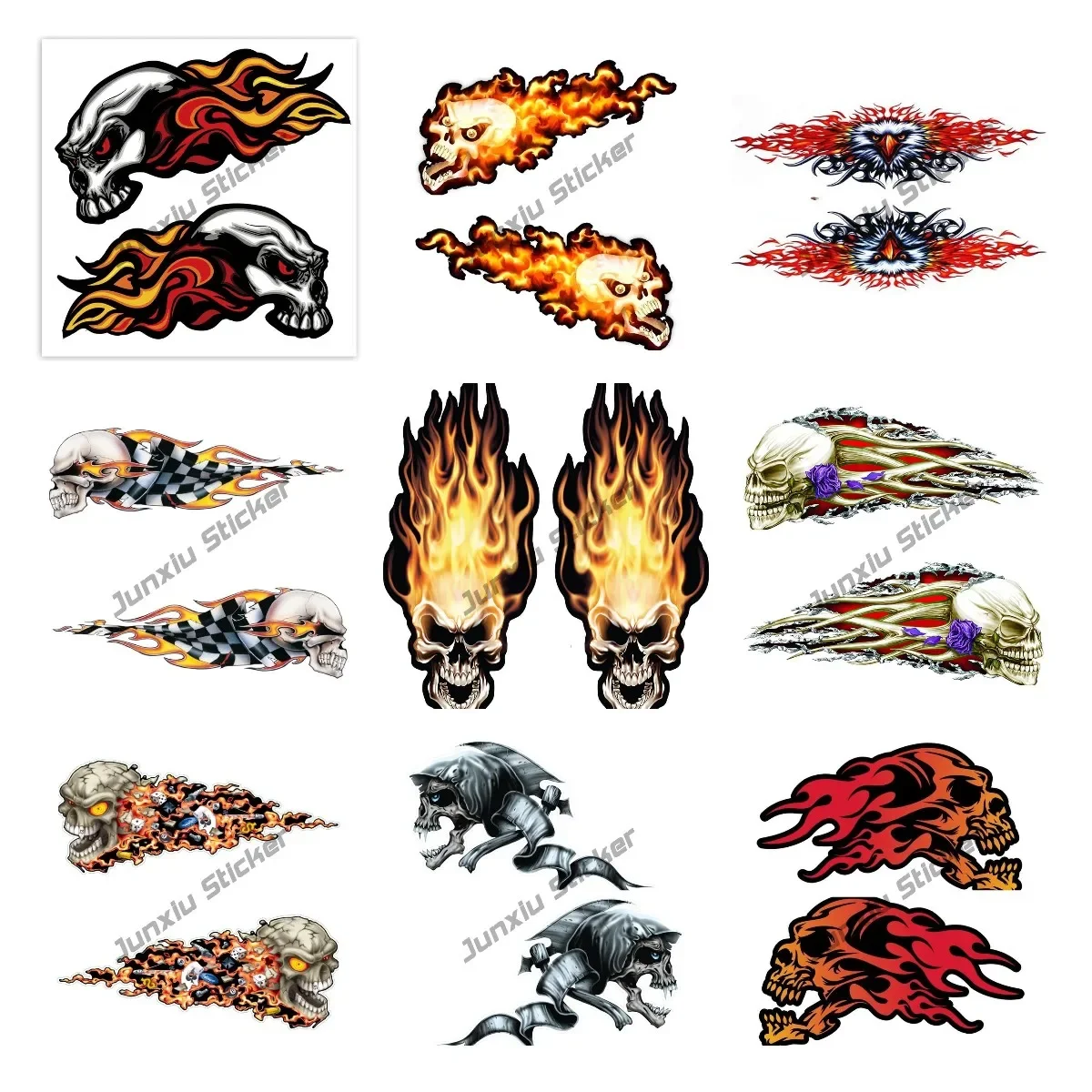 Creative Vinyl Stickers Skull Head Fire Flames Scary Horror Decals Car Motorcycle Helmet Racing Laptop Helmet Trunk PVC Sticker