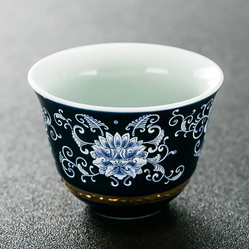 Blue and White Porcelain Kung Fu Tea Set Tea Cup Household Simple Teacup Personal Cup Small Tea Cup Tea Cup Tea Cup