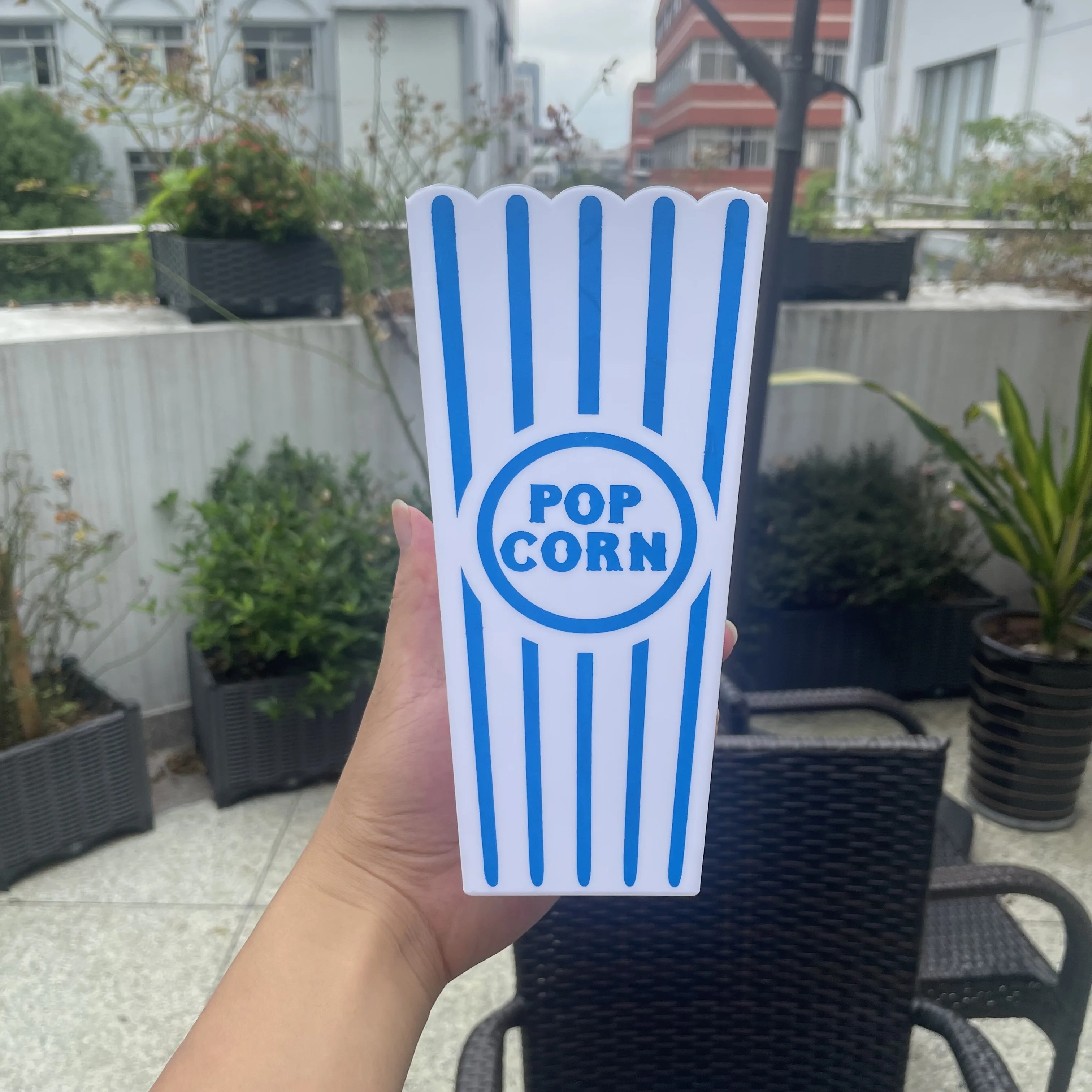 18,9 cm Retro Gestreifter Popcorn-Eimer Wiederverwendbare Popcorn-Box für Filmnächte Party-Snack-Behälter Heimkino-Dekor Zubehör – Detail 3