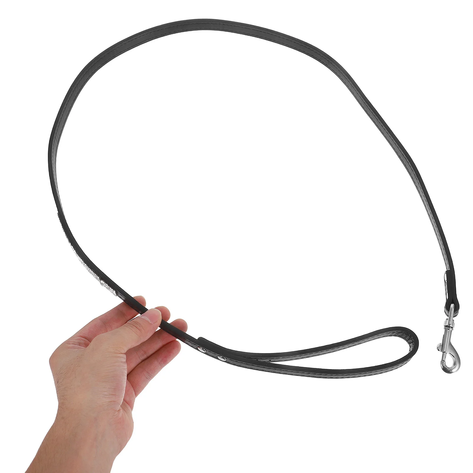 

Dog Leash for Small Dogs Black Rhinestone Studded Flexible Pet Walking Lead Hot-Fixed Bling Harness Comfortable Daily