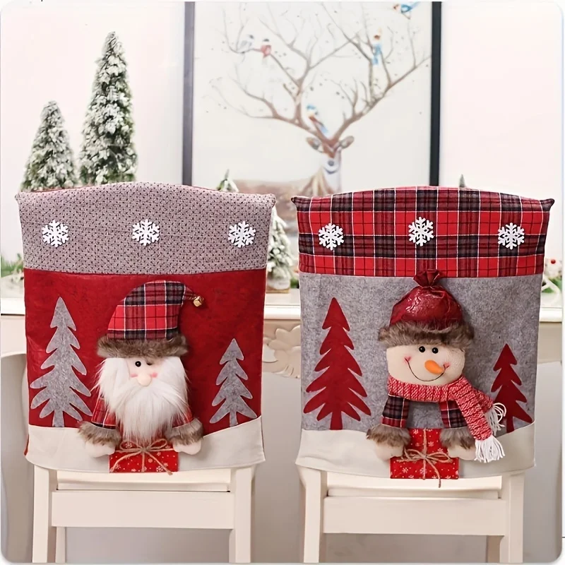 Festive Christmas Chair Covers: Adorable Gnome and Moose Designs for Your Dining Room