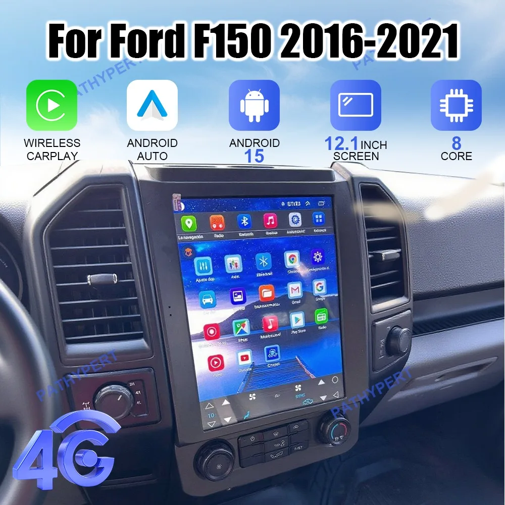 Android 15 For Ford F150 2016-2021 Car Multimedia Player Head Unit Carplay Display Stereo Bluetooth Tesla Screen GPS Navigation