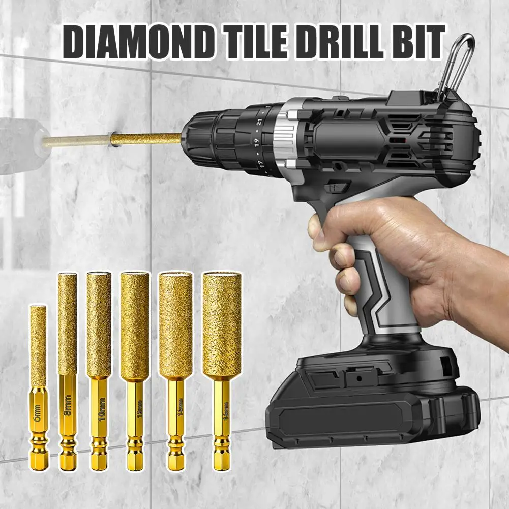 Wax Drill Bit Diamond Tile Drill Bit Set with Cooling Wax Core Anti-slip Hex Shank Marble Granite Glass Concrete Drilling Tools