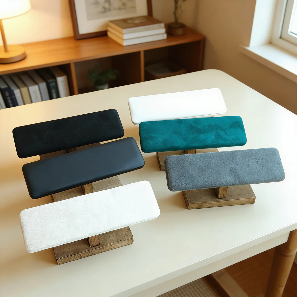 Velvet Single Layer Bracelet Display Stand Jewelry Holder Watch Bangle Organizer Rack Wooden Base Retail Showcase Props
