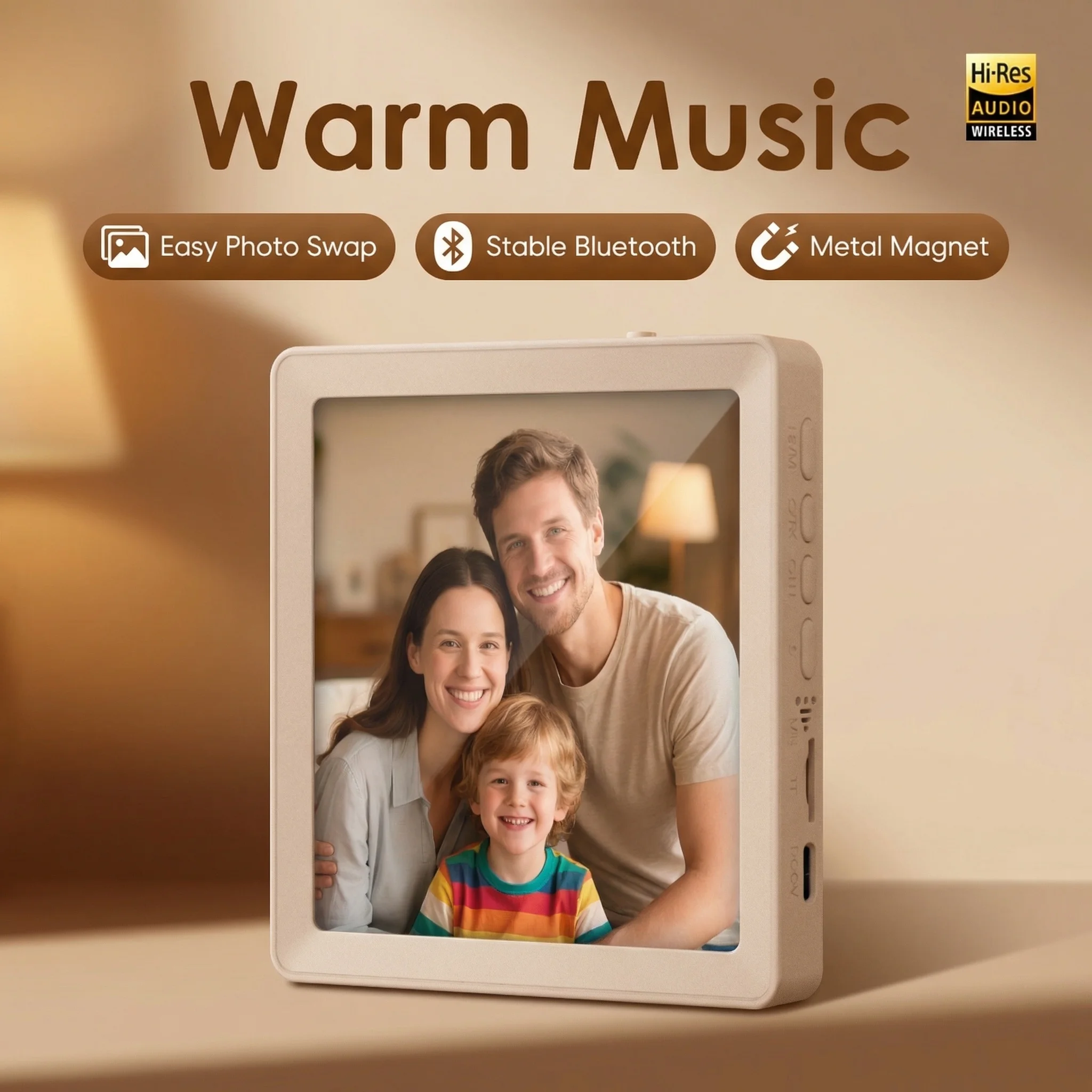 Creative Fridge Magnet Bluetooth Speaker – 4-Inch Picture Display Stand Wireless Mini Audio Player with Memory Card Cute Wall