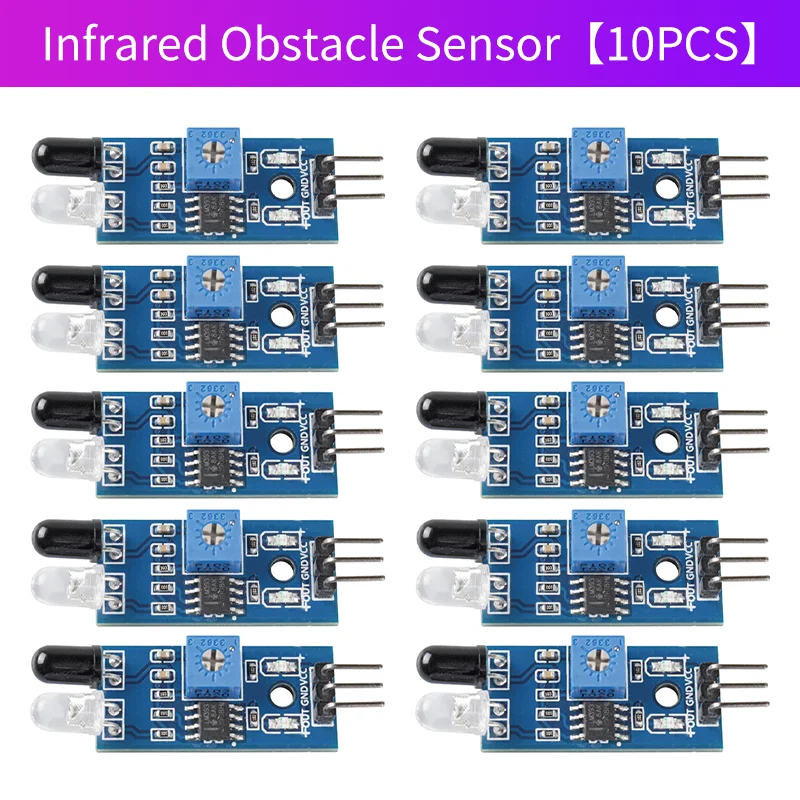 1/5/10PCS IR Obstacle Avoidance Sensor for Arduino Robot Car, Adjustable 2-30cm, 3-Wire Photoelectric, 3.3V-5V, MH-B