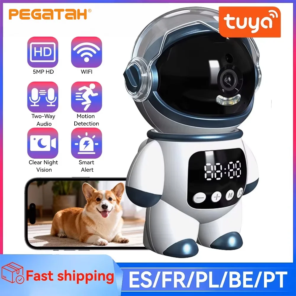 5MP PTZ WiFi Tuya Smart Camera Two Way Audio Indoor Astronaut Robot Baby Monitor Motion Detection Night Vision Webcam Pet Camera