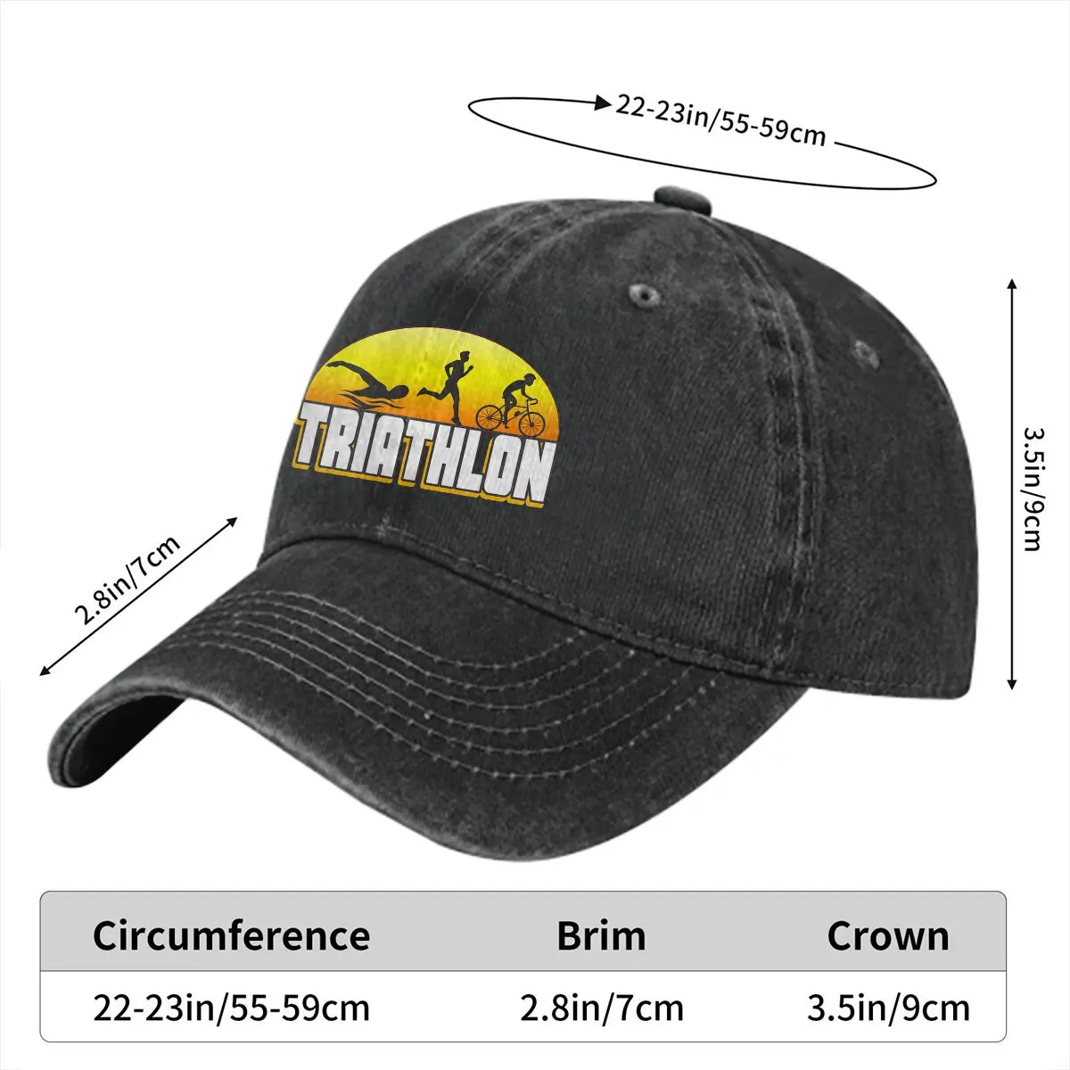 Triathlon Typography Triathlete Baseball Cap Men Hats Women Visor Protection Snapback Triathlon Caps