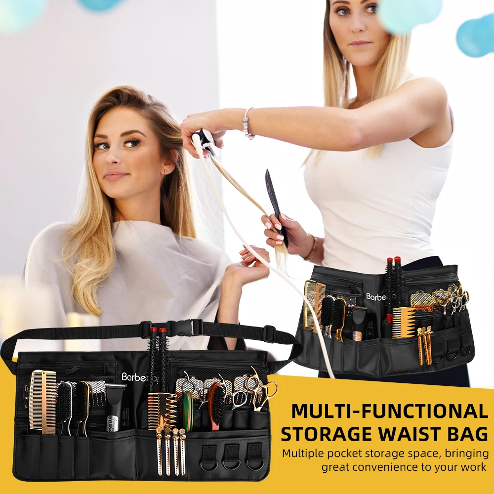 Waterproof Large Capacity Barber Waist Bag Adjustable Waistband Scissors Shears Storage Pouch For Hair Salon