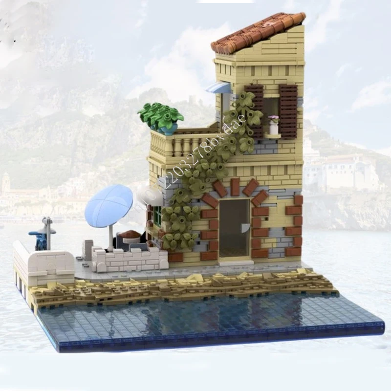 1623PCS Italian Beach Restaurant MOC streetview Puzzles Sets Architecture Assembly Christmas Birthday Toys Gifts for Kids Ages