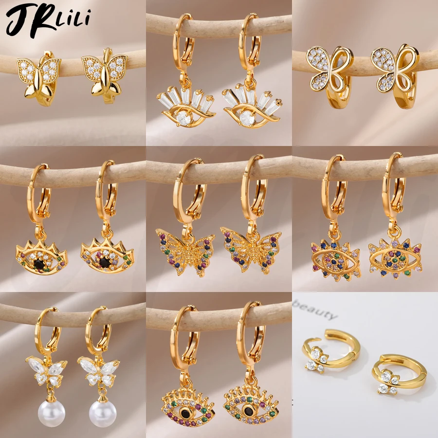 Zircon Butterfly Pendientes Earrings for Women Stainless Steel Gold Color Piercing Earring Girl y2k Jewelry aretes bijoux mujer