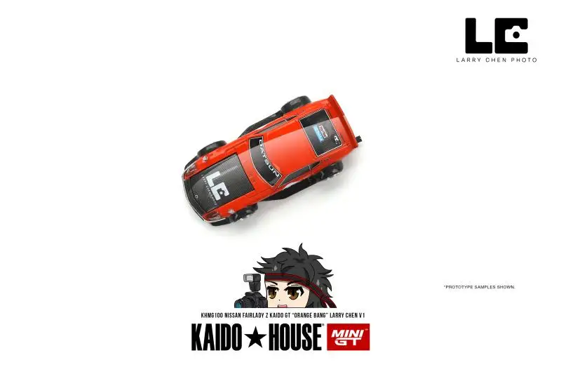 TSM model KAIDO HOUSE MINI GT 1/64 KHMG100 Fairlady Z Kaido GT 'ORANGE BANG' Larry Chen V1 Diecast Model samochodu Zabawki dla dzieci Prezent