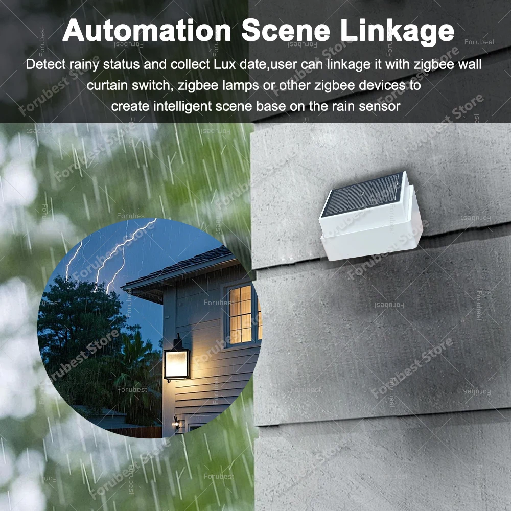 Zigbee Regenerkennungssensor mit Lichtdetektor, wasserdichter Regentropfen-Sensor für den Außenbereich, für Tuya Home Assistant Z2MQTT Automatisierung – Detail 6