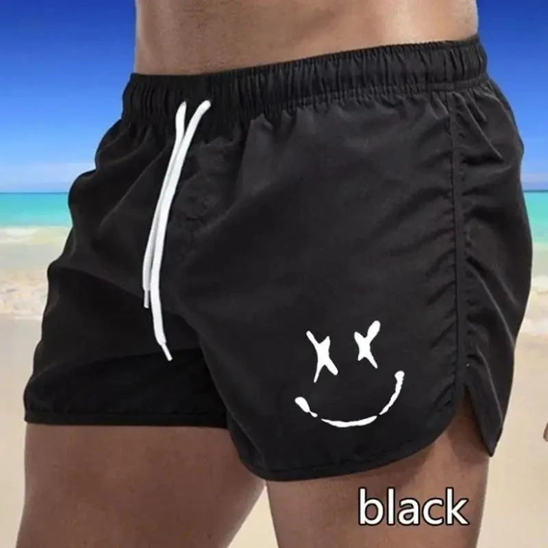 2025 صيف جديد الرجال الوجه المبتسم نمط المطبوعة السراويل الرياضية عادية تنفس سرعة التجفيف كرة السلة شورتات للبحر