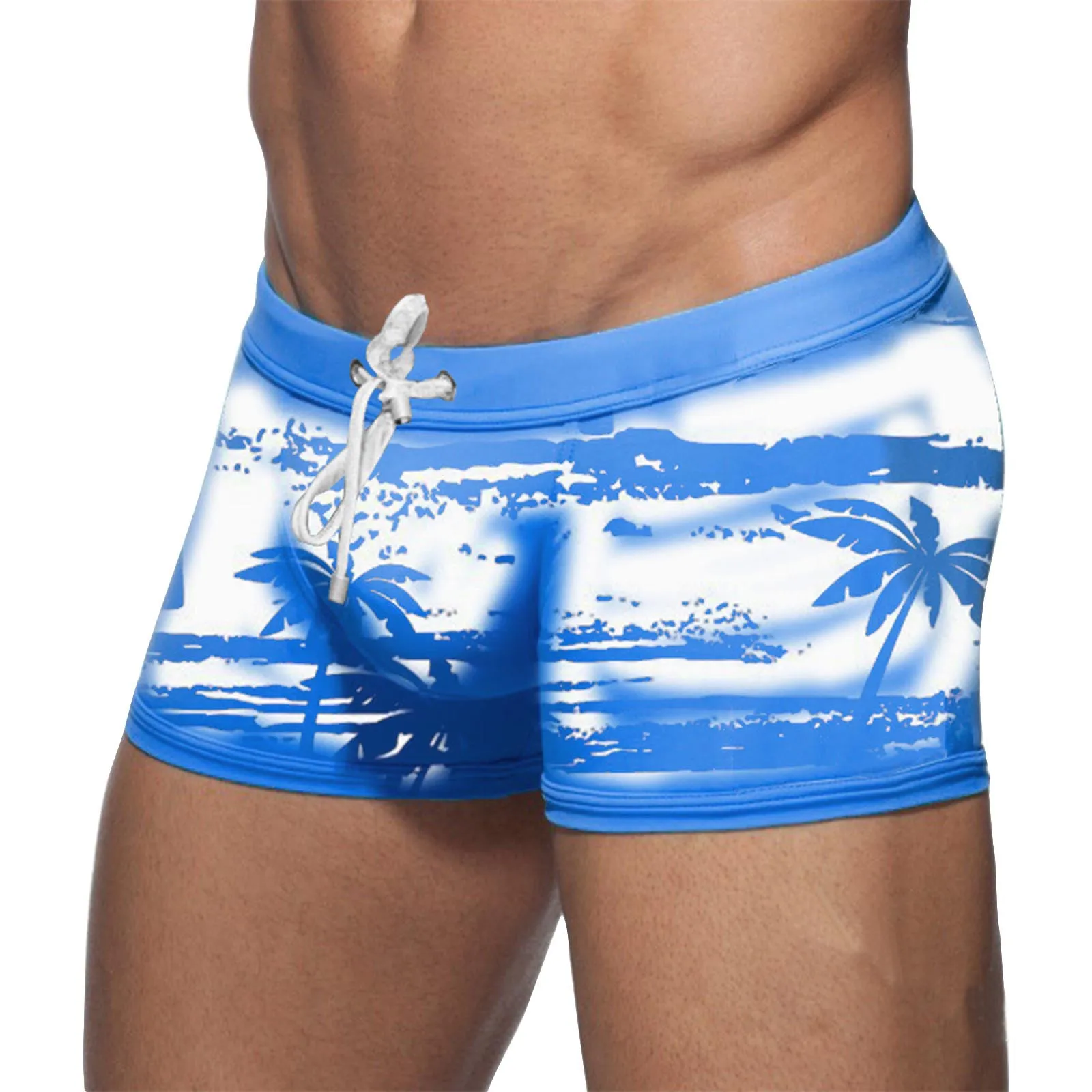 Casual Swimsuit Beach Quick Drying Trunks Swimwear Printed Swimming Boxer Brief Square Leg Bathing Suit Board Short 2024