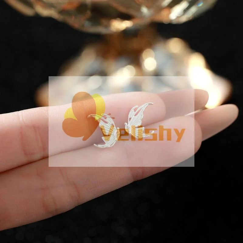 

2 Pairs Silver Creative Small Angel Wings Earrings For Women Girls CZ Studs Wedding Party Luxury Ear Jewelry Birthday Gifts
