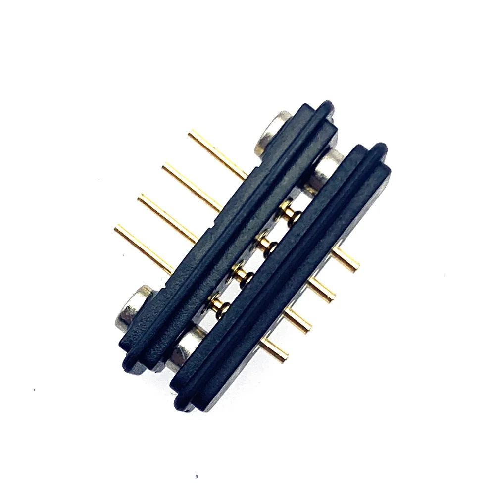 

10pcs Spring Loaded Magnetic Pogo Pin 4Pins 2.54MM Pitch Vertical Needle Row Through Holes Solder Pair Female Probe Contact