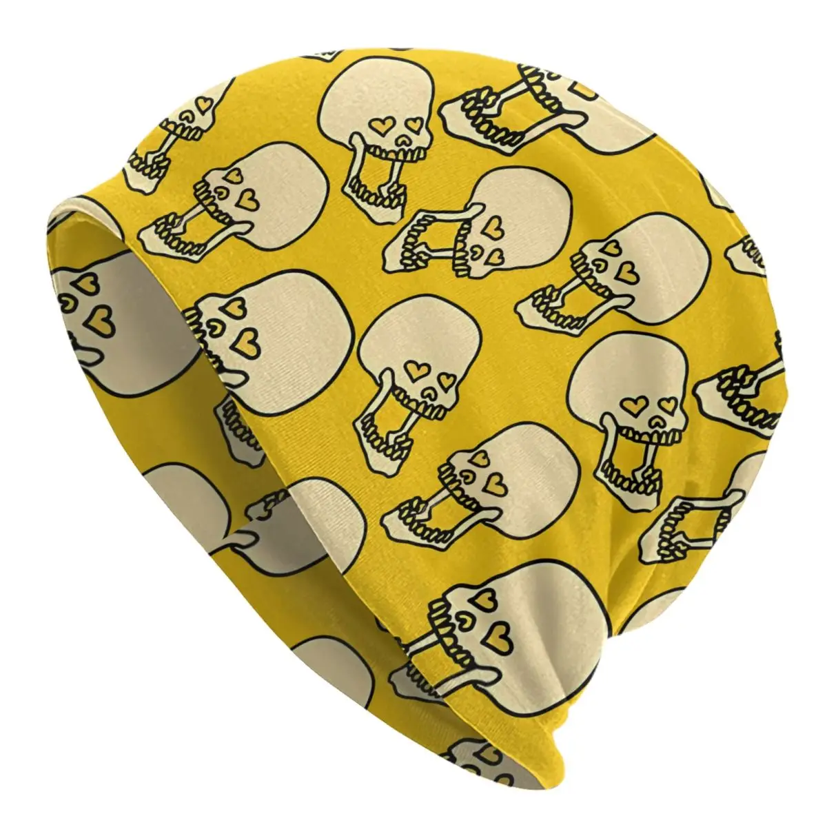 Hat Yellow Skulls Pattern Autumn Spring Caps For Men Women Grunge Skulls Skullies Beanies Ski Caps Soft Bonnet Hats