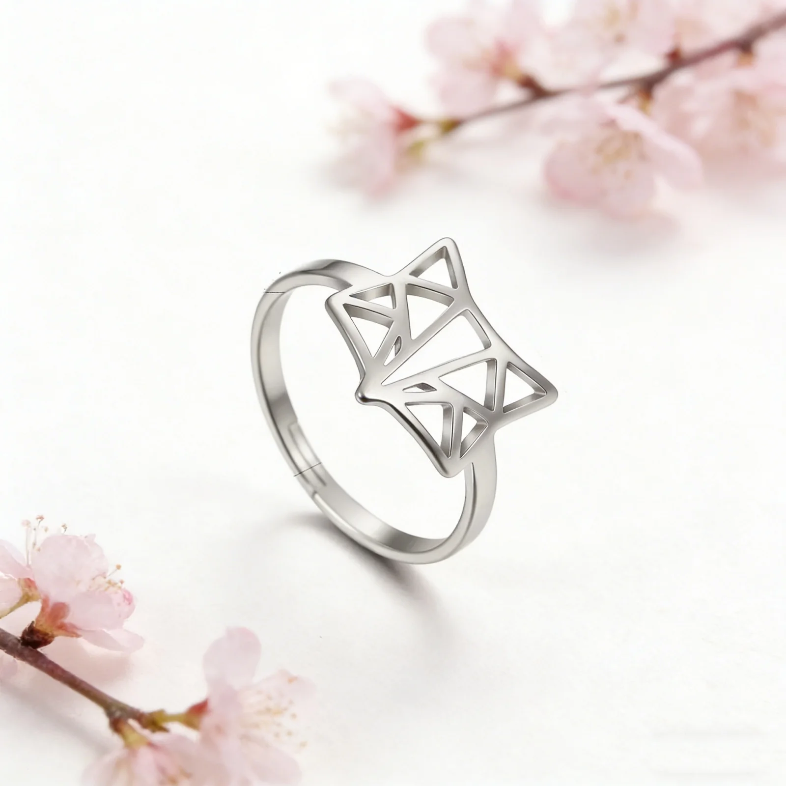 Wide and Narrow Fox Stainless Steel Adjustable Ring for Men and Women Fashion Wedding Anniversary Gift Jewelry New 2025