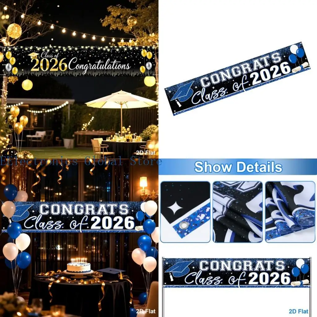 462B 2026 Graduation Decorations Banners Quality Tear Resistant Polyester Graduation Backdrop For Outdoor And Indoor Use