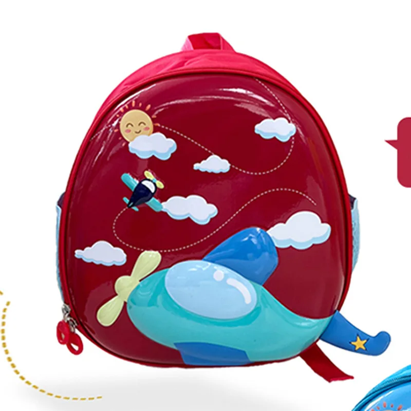 Tas Ransel Desain Pesawat Kartun Lucu & Kulit Telur untuk Anak Laki-laki Balita dengan Tali Nyaman untuk Kembali ke Sekolah.