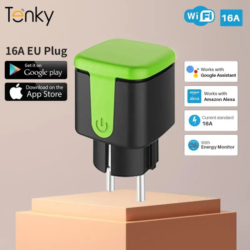 1-6PCS Tuya Smart WiFi Plug Waterproof 16A Remote Control Voice Control Socket Timer Works with Alexa Google Assistant