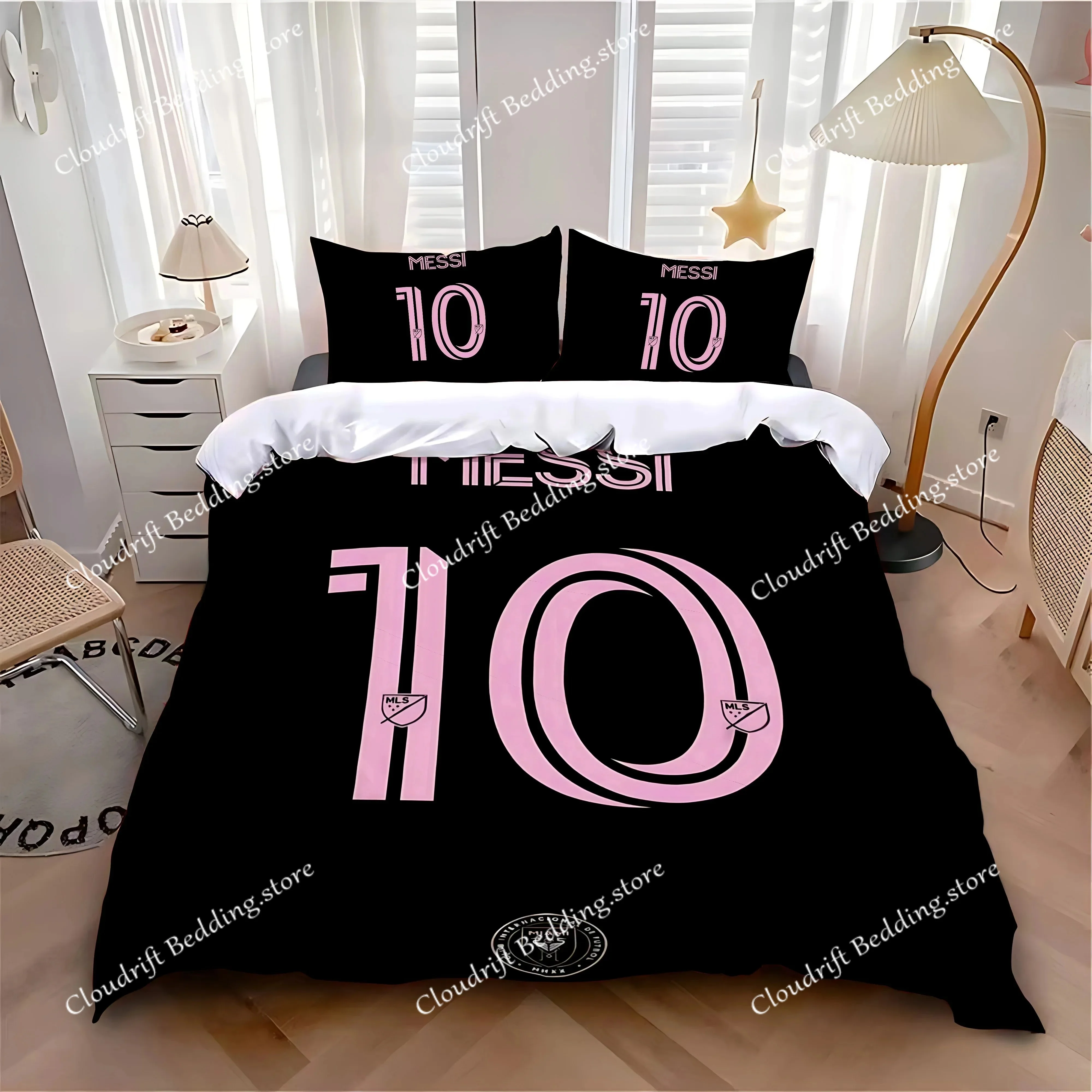 Football Star Duvet Cover Pillowcase M-Messi CR7 Bedding Set Adult Boy Girl Bedroom Decoration Gift Single Double Large Size