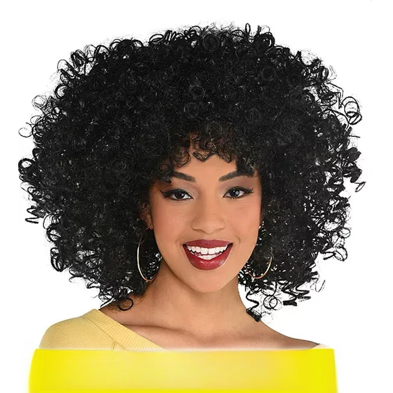 

Faionable ro ort Curl Women's Hair Bla Explosive Fluffy rican Small Curl Hair Extensions l Looking Heat Silk ...