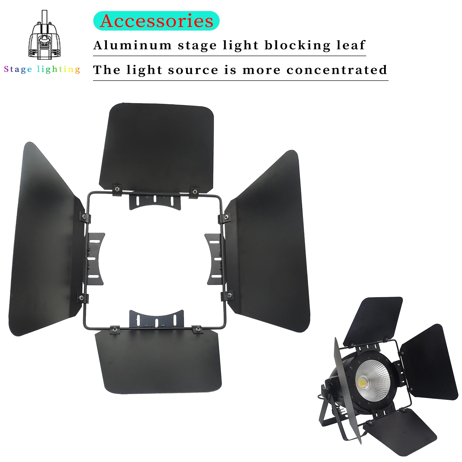 Aluminum Barn Door Stage Light Source Control Device For 100W 200W COB LED Par Light