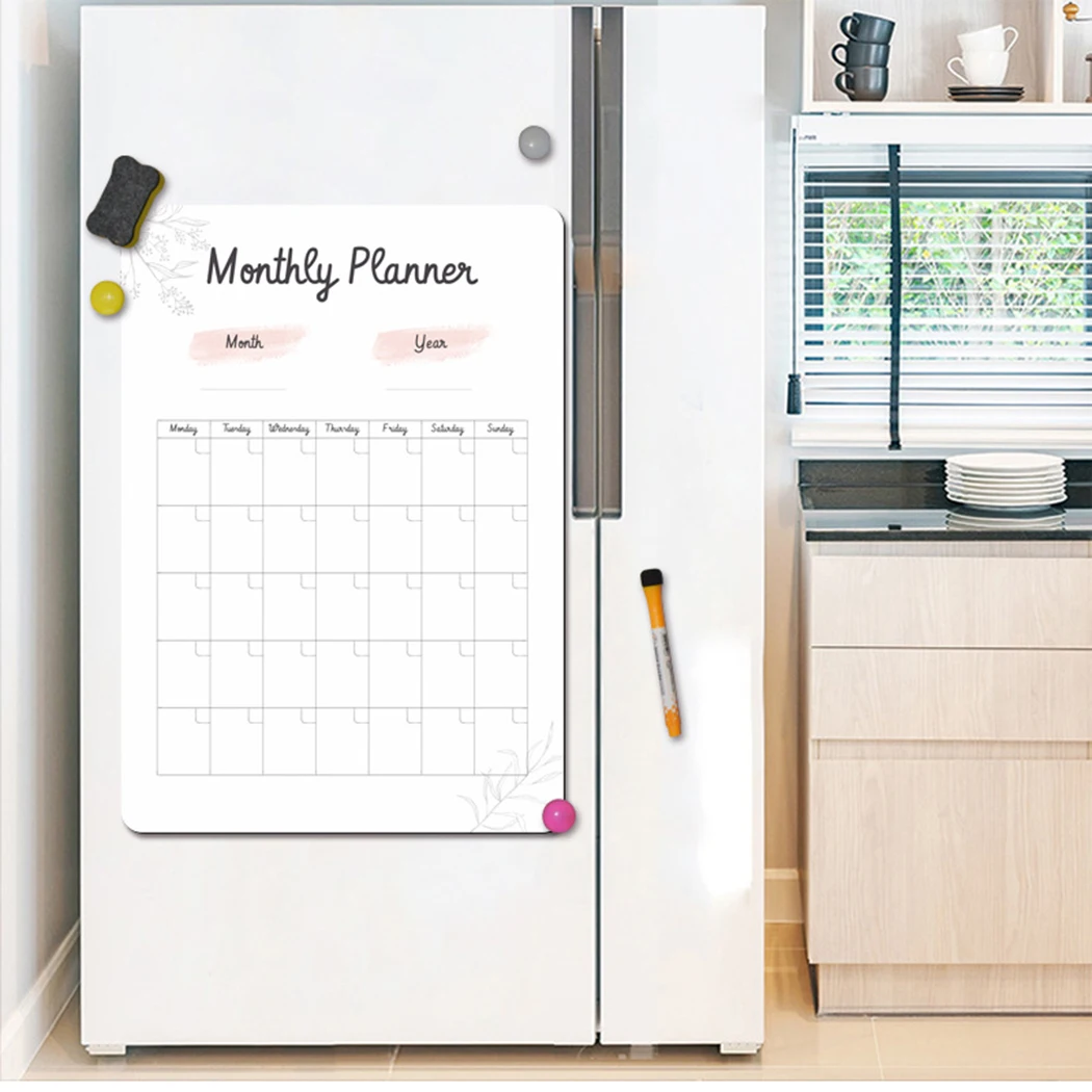 Refrigerator Magnet Board Sticker Rewritable Planner Planner Shopping Calendar Dry Wipe Family Fridge Magnetic